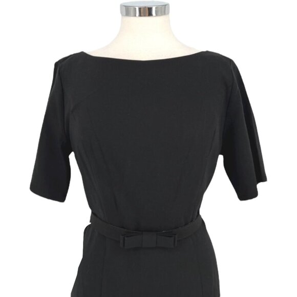 ModCloth Black Belted Sheath Dress Short Sleeve Size Large - Picture 2 of 10